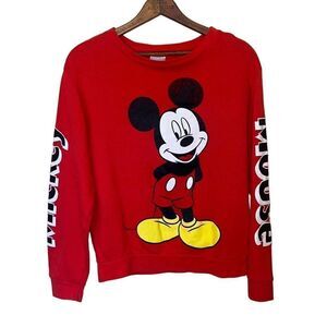 Disney Mickey Mouse Scoop Neck Cotton Blend Sweatshirt